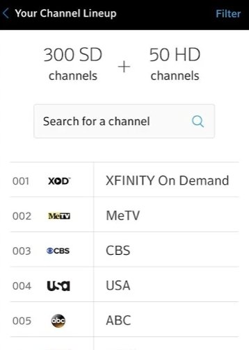 view channels Xfinity My Account for pc app